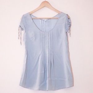 Grey Silk Short Sleeve Blouse